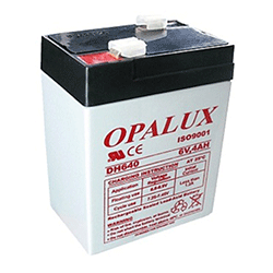 Batería seca marca OPALUX
 de 6 Voltios, 4AH 
modelo: DH-640 

