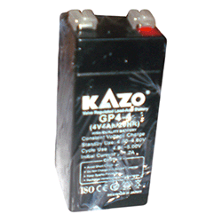 Batería seca marca KAZO
 de 4 Voltios, 4 AH 
modelo: GP4-4 
