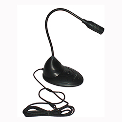 micrófono de pedestal -cuello de ganso- PCTRONIX modelo MIC-101 para PC, CON INTERRUPTOR ON/OFF, cable 1.8 metros, disponible en color  NEGRO.