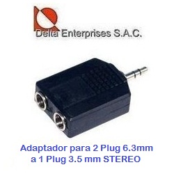Adaptador para 2 plug 6.3 mm a 1 plug 3.5 mm STEREO