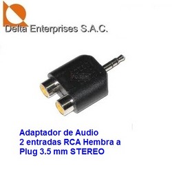 Adaptador de audio, Plug 3.5mm Stereo a 2 RCA Hembra Stereo