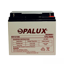 Batería seca marca OPALUX 
de 12 Voltios, 18AH
modelo: DH-12180
