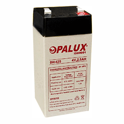 Batería seca marca OPALUX
 de 4 Voltios, 2.5 AH 
modelo: DH-425
