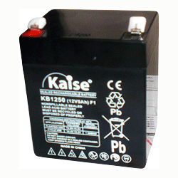 Batería seca marca KAISE
de 12 Voltios, 5AH
modelo: KB1250F1 (KB125)
