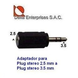 Adaptador para plug 2.5 mm a plug stereo 3.5 mm